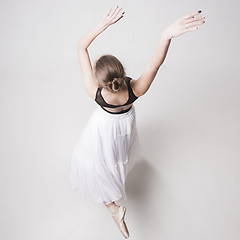 Image showing The top view of the teen ballerina on white background