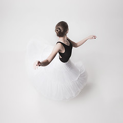 Image showing The top view of the teen ballerina on white background