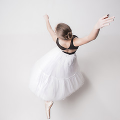 Image showing The top view of the teen ballerina on white background