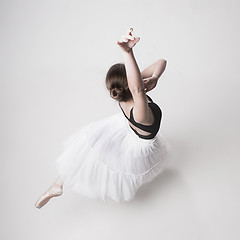 Image showing The top view of the teen ballerina on white background