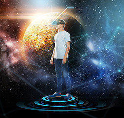 Image showing man in virtual reality headset or 3d glasses