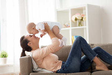 Image showing happy mother with little baby boy at home