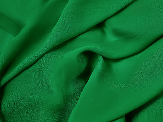 Image showing The green abstract cloth, fabric background and texture, curtain theater