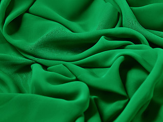 Image showing The green abstract cloth, fabric background and texture, curtain theater