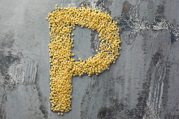 Image showing Alphabet made of pasta. Letter P
