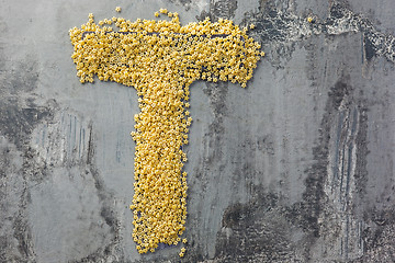 Image showing Alphabet made of pasta. Letter T