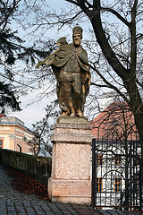 Image showing statue of saint maked in cathedral's yard