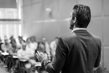 Image showing Speaker Giving a Talk at Business Meeting.