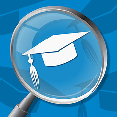 Image showing Mortarboard Magnifier Shows Magnifying Hat And Bachelor