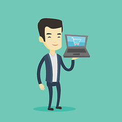 Image showing Man shopping online vector illustration.