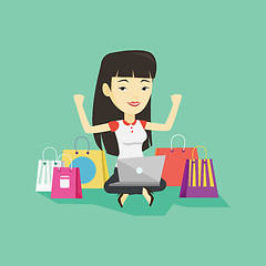 Image showing Woman shopping online vector illustration.