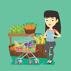 Image showing Woman with shopping list vector illustration.