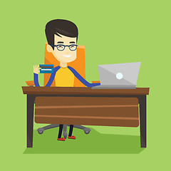 Image showing Man shopping online vector illustration.