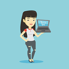 Image showing Woman shopping online vector illustration.