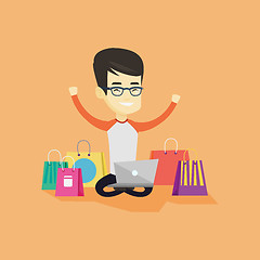 Image showing Man shopping online vector illustration.