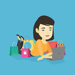 Image showing Woman shopping online vector illustration.