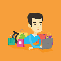 Image showing Man shopping online vector illustration.