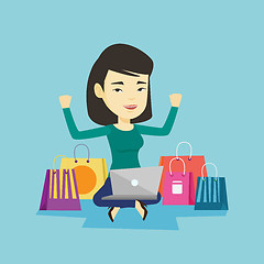 Image showing Woman shopping online vector illustration.