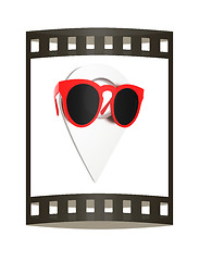 Image showing Glamour map pointer in sunglasses. 3d illustration. The film str