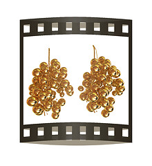 Image showing Gold Grapes. 3d illustration. The film strip.