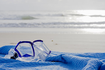 Image showing Diving mask on beach