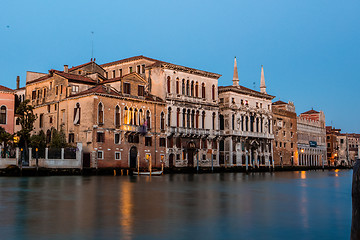 Image showing Grand canal view in Venice, Italy at blue hour before sunrise