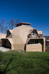 Image showing geodesic dome residential house  suburban setting