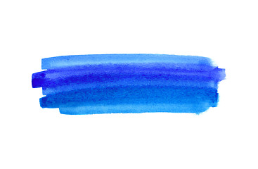 Image showing Bright blue watercolor blot on white background