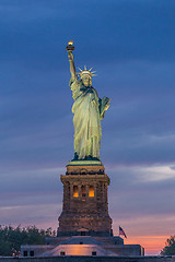 Image showing Statue of Liberty at dusk, New York City, USA