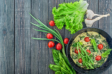 Image showing Fritatta with tomatoes and ingredients