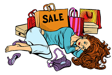 Image showing beautiful woman after sale. The girl is tired and calm