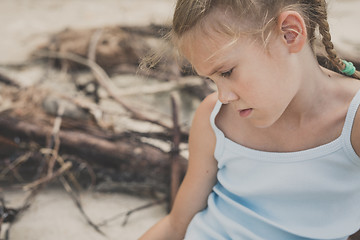 Image showing Portrait of one sad little girl.