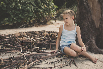 Image showing Portrait of one sad little girl.