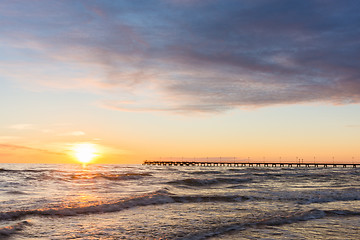 Image showing Seascape, sunset, empty harbor