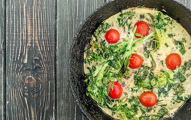 Image showing Fritatta in an iron frying pan