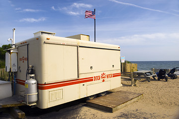 Image showing editorial Montauk Ditch Witch food wagon beach 