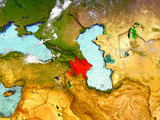 Image showing Azerbaijan on illustrated globe