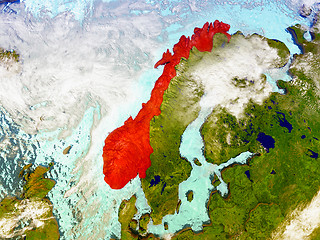 Image showing Norway on illustrated globe