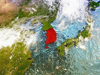 Image showing South Korea on illustrated globe