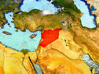 Image showing Syria on illustrated globe