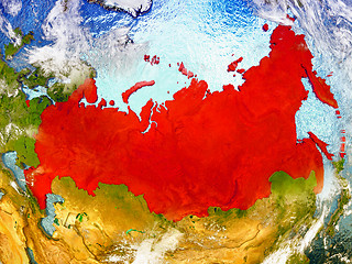 Image showing Russia on illustrated globe