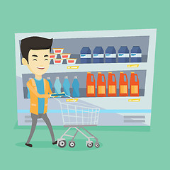 Image showing Customer with shopping cart vector illustration.