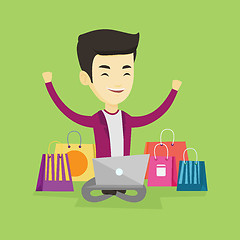 Image showing Man shopping online vector illustration.