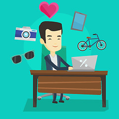 Image showing Man shopping online vector illustration.