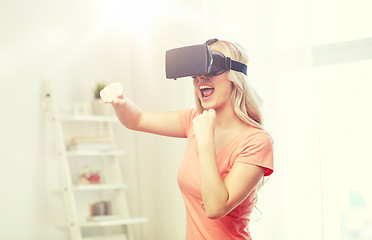 Image showing woman in virtual reality headset or 3d glasses