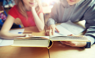 Image showing high school students reading book and learning