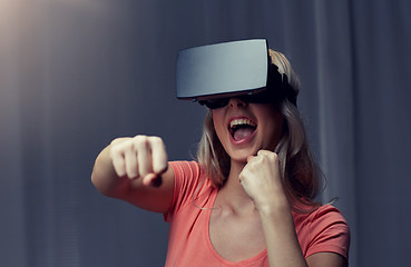 Image showing woman in virtual reality headset or 3d glasses