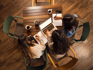 Image showing Female friends worried with final exams