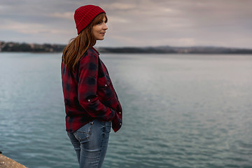 Image showing Girl on the lake