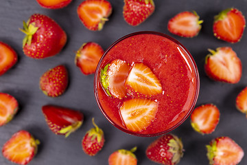 Image showing Strawberry in fresh smoothie 